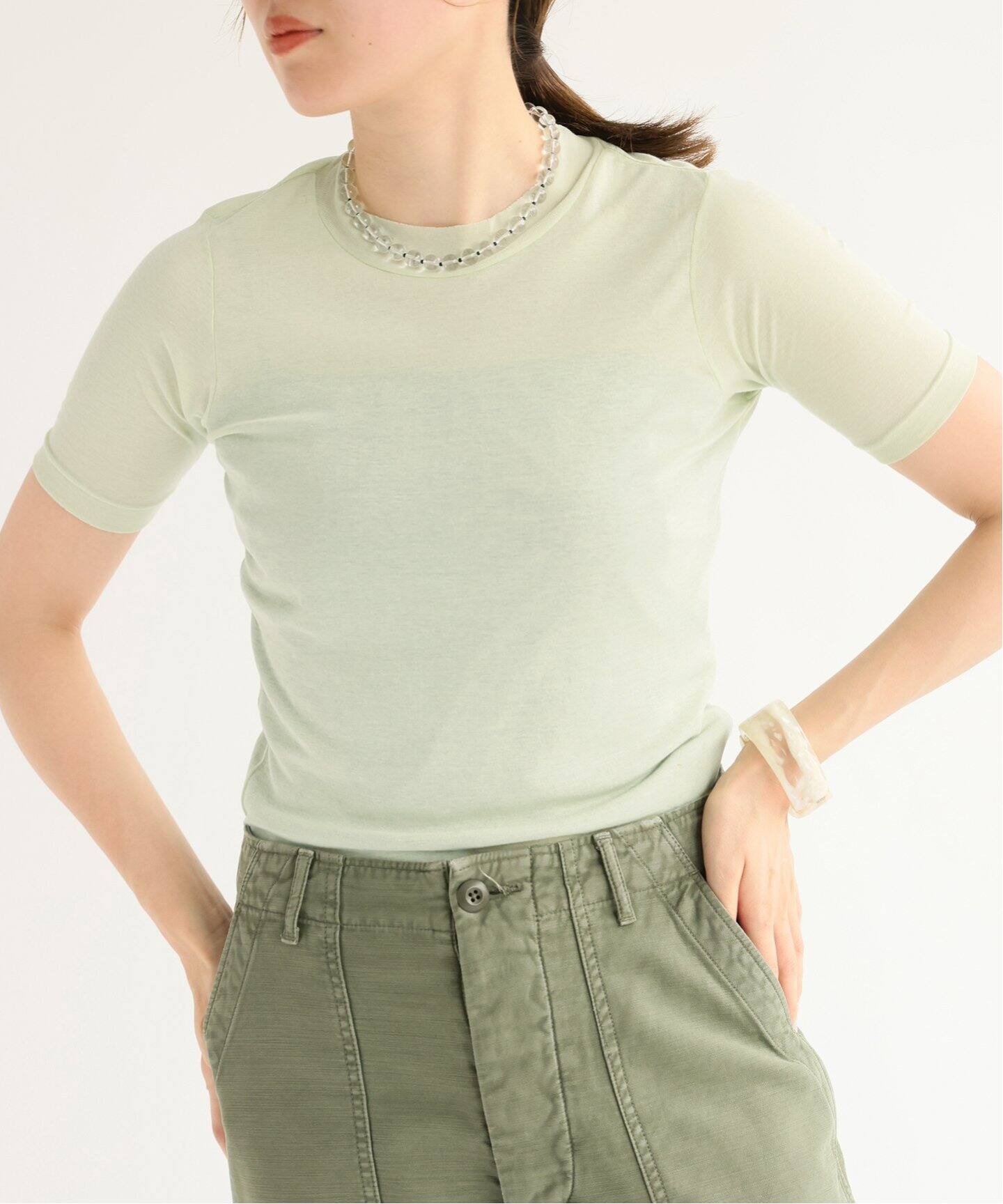 AURALEE/オーラリー】GIZA SUPER HIGH GAUGE TEE / シアーリブTシャツ 