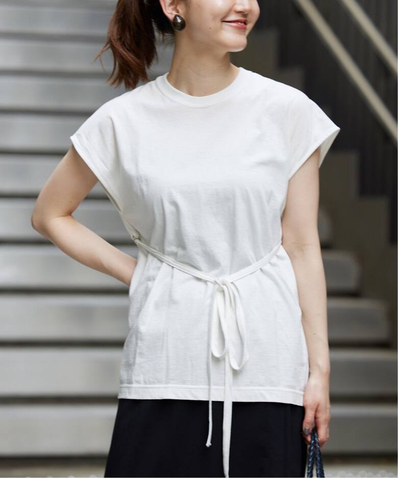 INSCRIRE / アンスクリア】Belted NS Tee / ベルテッドノースリーブT 