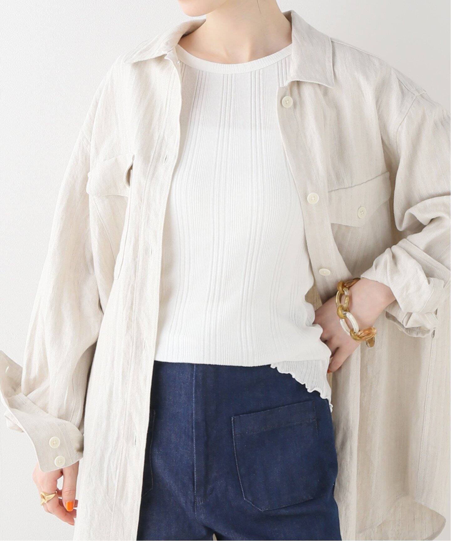 IENA LA BOUCLE ランダムテレコノースリーブプルオーバー（T