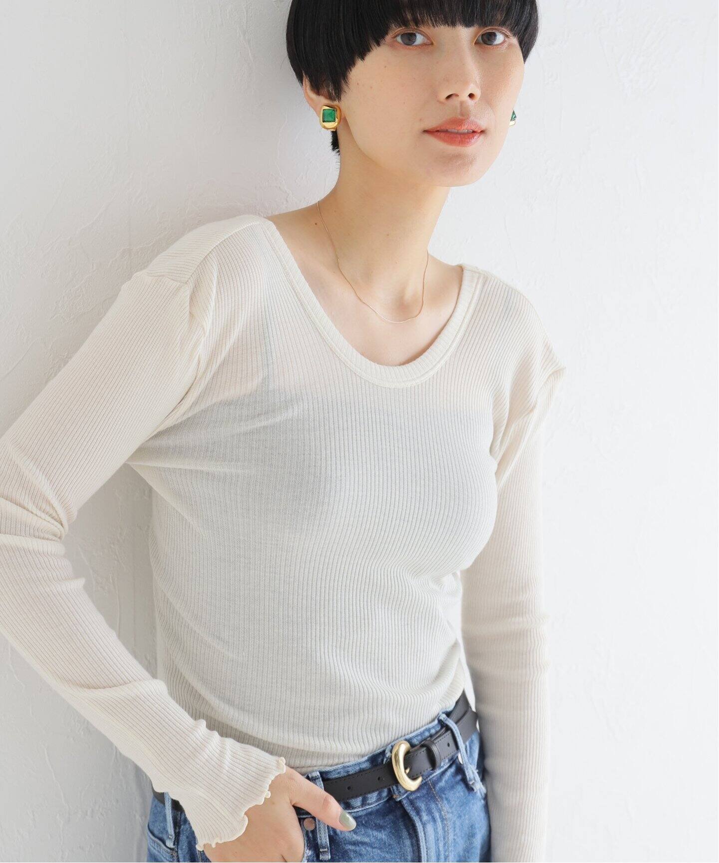 HAKUJI/ハクジ】Wool rib ロングスリーブプルオーバー（Tシャツ 
