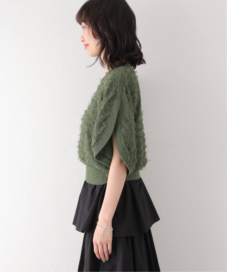 CLANE / クラネ】FRINGE ARCH SLEEVE KNIT TOPS（Tシャツ／カットソー 