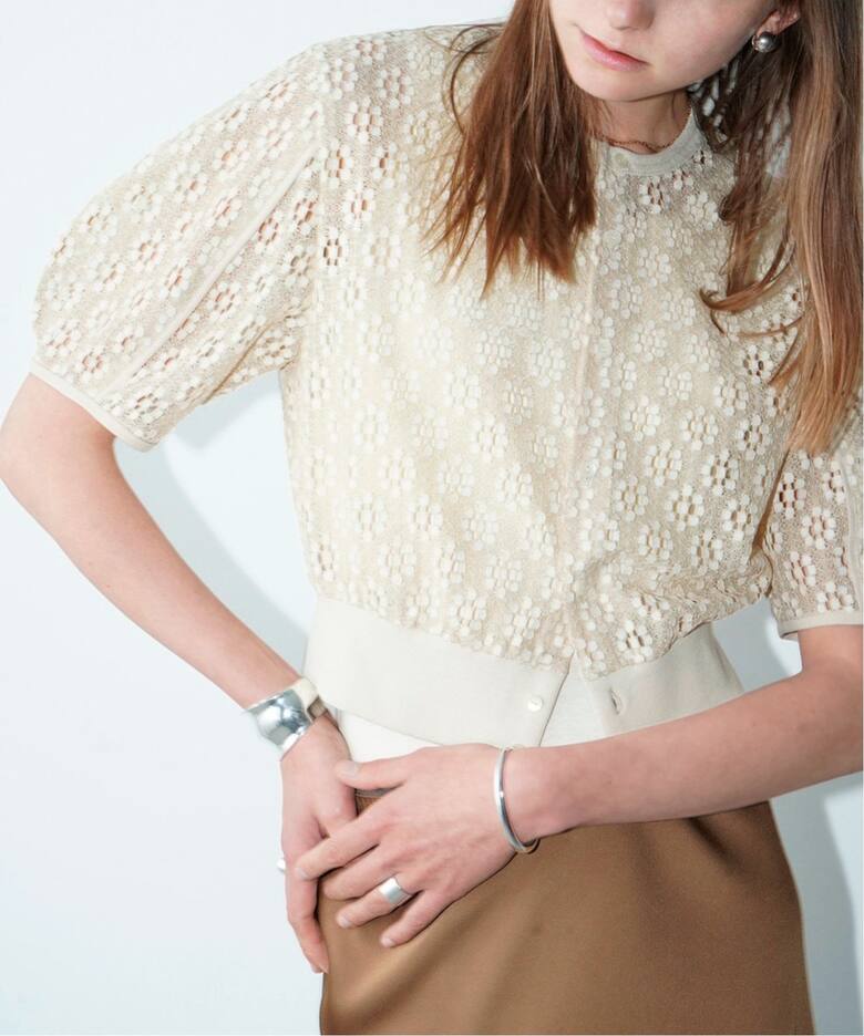 CLANE / クラネ】 VINTAGE LACE MINI PUFF CARDIGAN（Tシャツ  