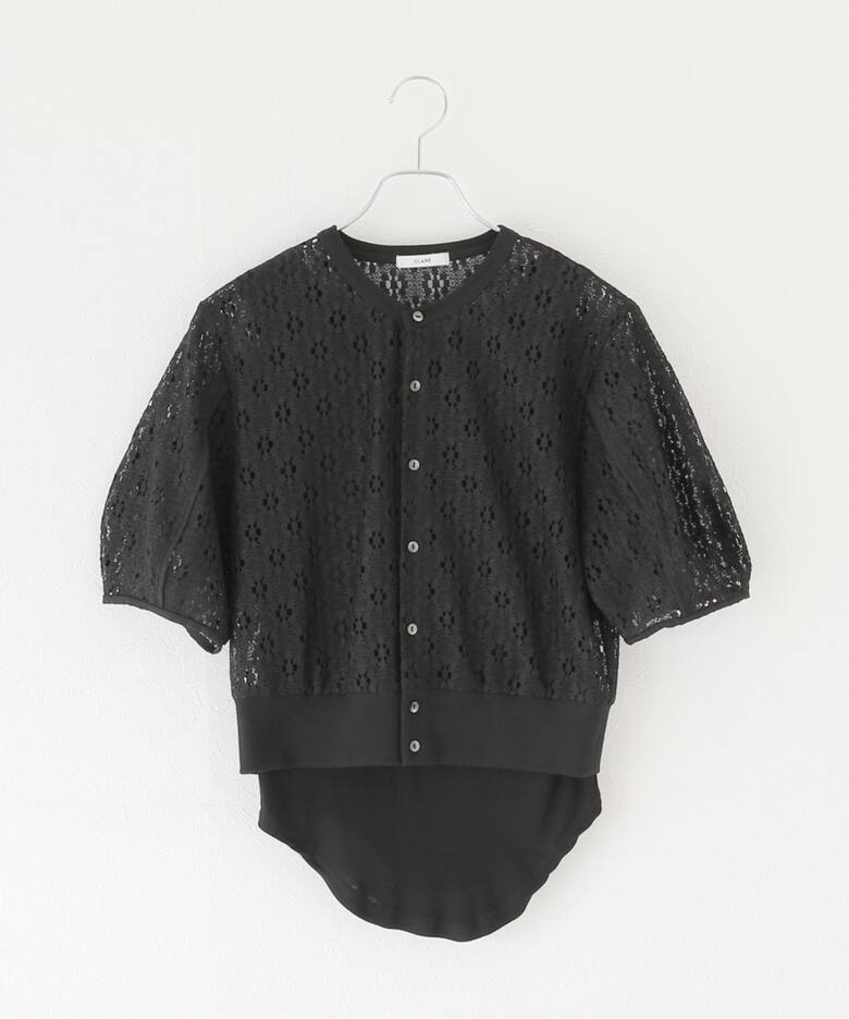 CLANE / クラネ】 VINTAGE LACE MINI PUFF CARDIGAN（Tシャツ 
