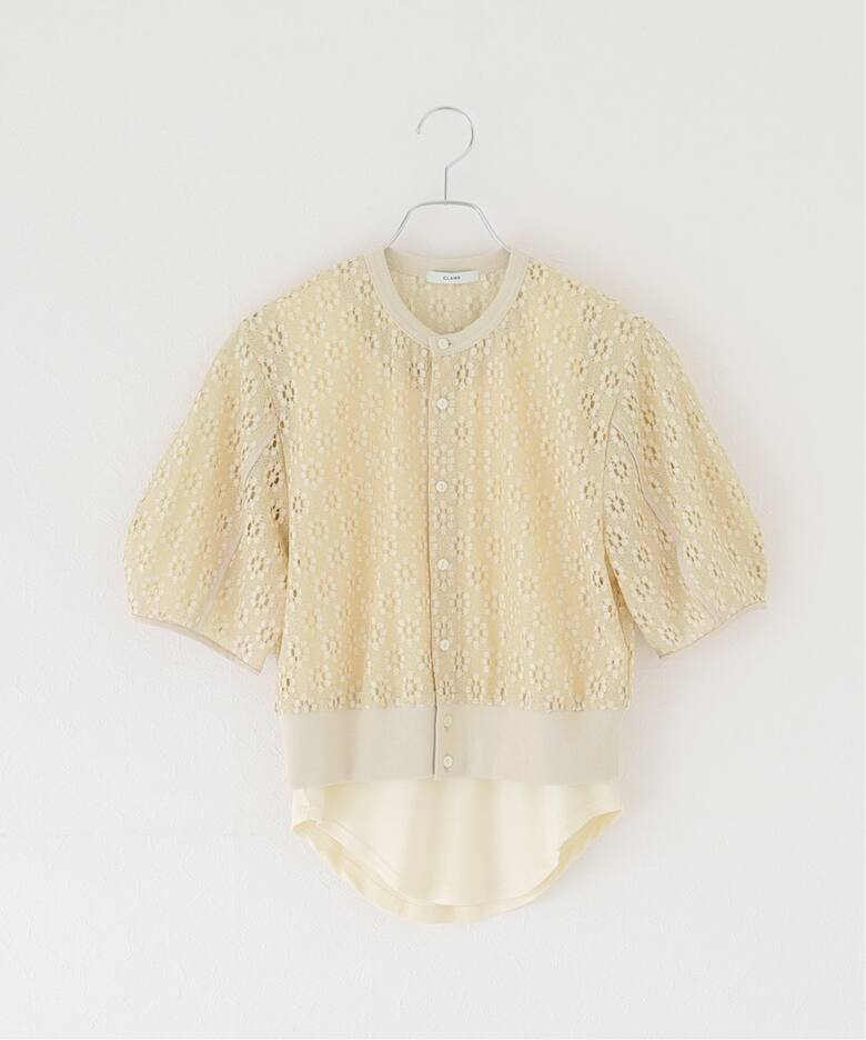CLANE / クラネ】 VINTAGE LACE MINI PUFF CARDIGAN（Tシャツ 