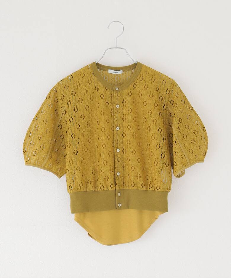 CLANE / クラネ】 VINTAGE LACE MINI PUFF CARDIGAN（Tシャツ 