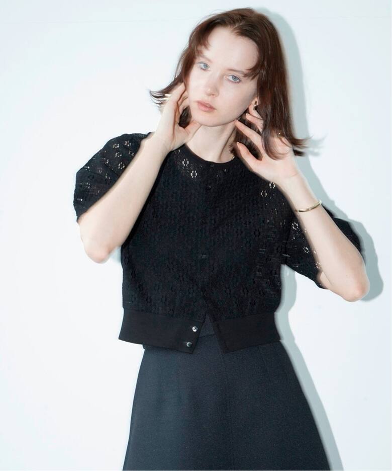 CLANE / クラネ】 VINTAGE LACE MINI PUFF CARDIGAN（Tシャツ 