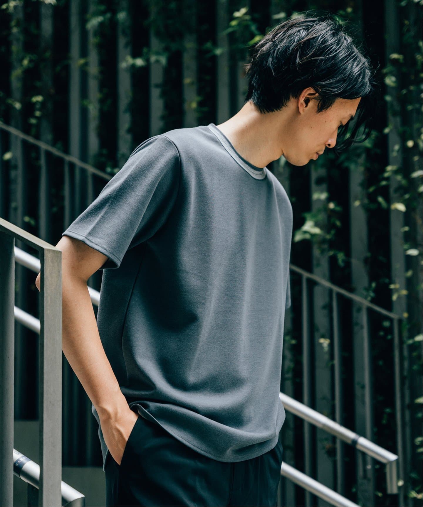 ジャガード ネック ダブル フェイス Tシャツ（Tシャツ／カットソー