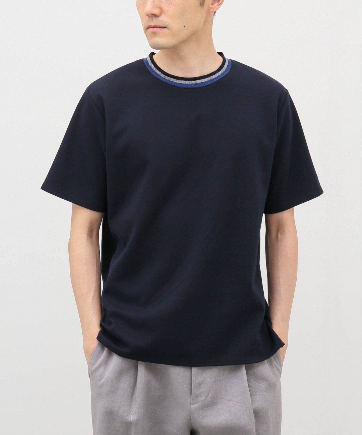 ジャガード ネック ダブル フェイス Tシャツ（Tシャツ／カットソー