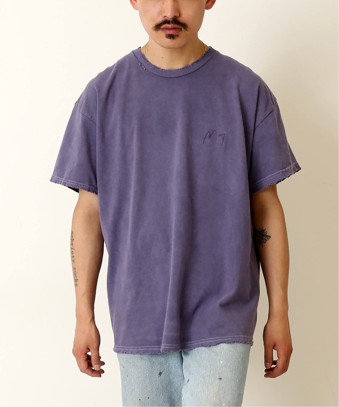 ANCELLM / アンセルム】EMBROIDERY DYED T-SHIRT（Tシャツ／カットソー 