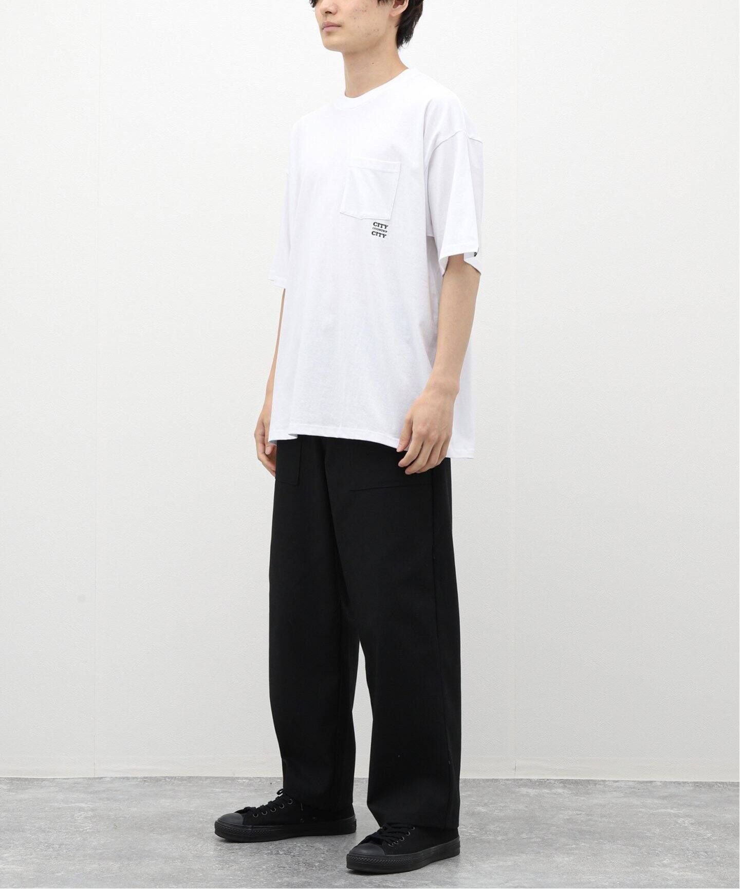CITY COUNTRY CITY】EMBROIDERED LOGO COTTON POCKET T-SHI（T