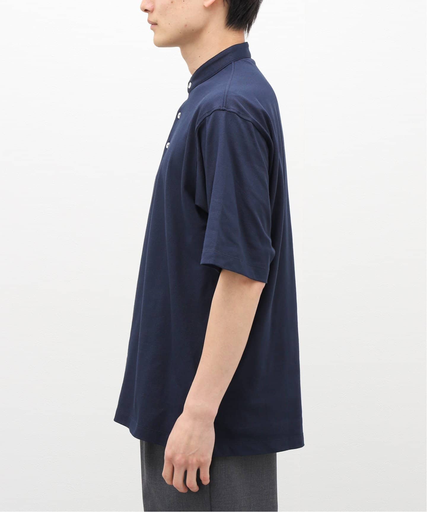 鹿の子バンドカラー半袖シャツ（Tシャツ／カットソー）｜B.C