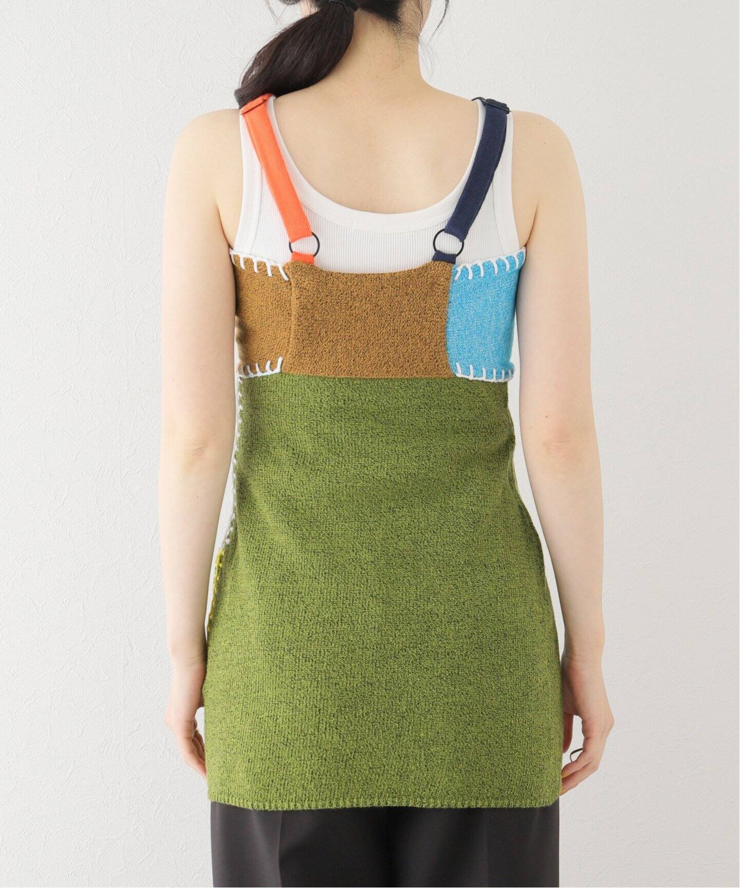 YANYAN/ヤンヤン】TWEEDLE COLORBLOCK MINI DRESS：ニットワンピース 