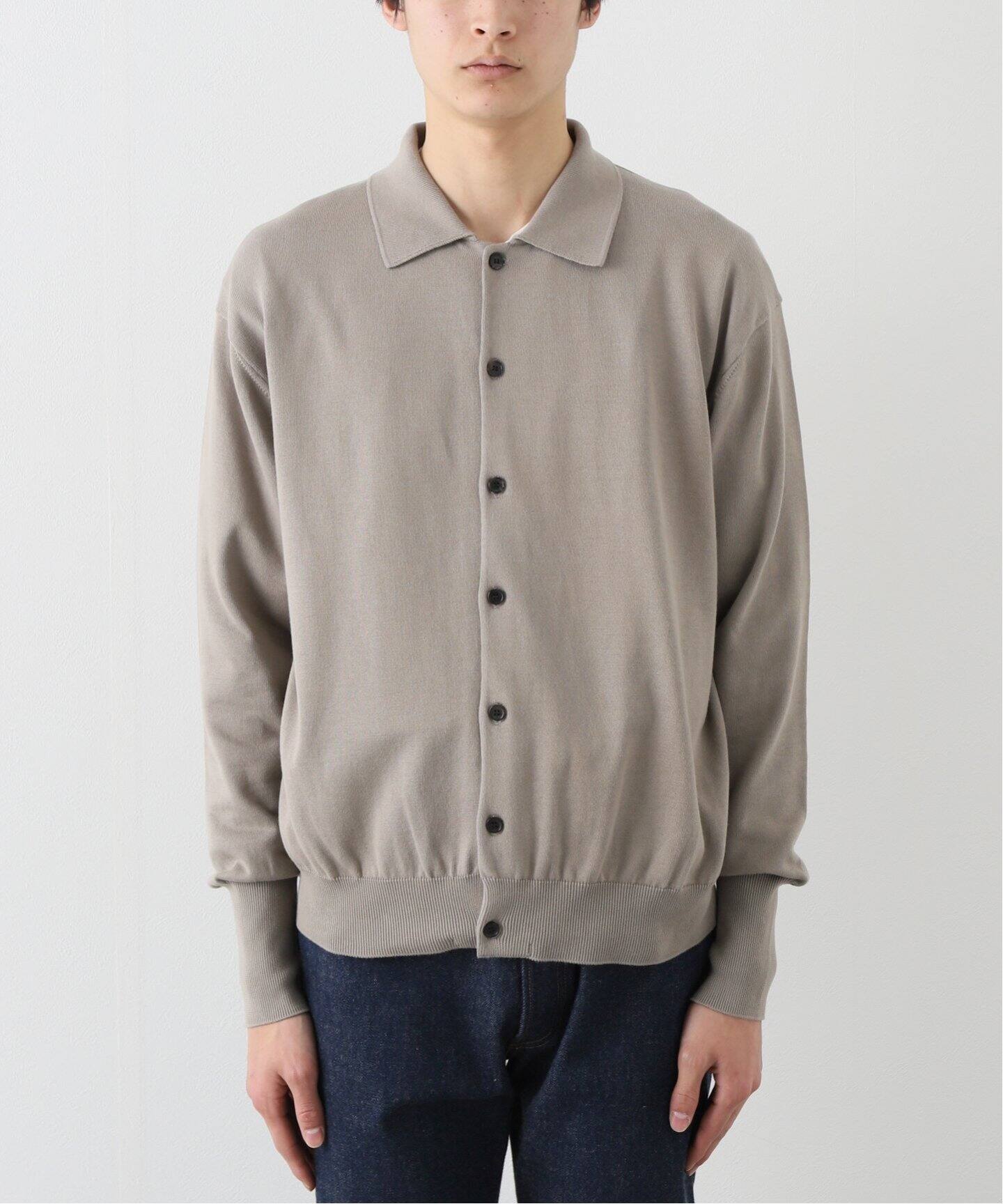 A.PRESSE/アプレッセ】Cotton Knit Polo Collar Cardiga（ニット  