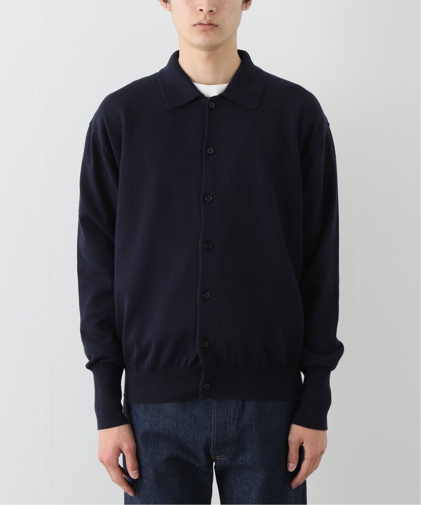 A.PRESSE/アプレッセ】Cotton Knit Polo Collar Cardiga（ニット  