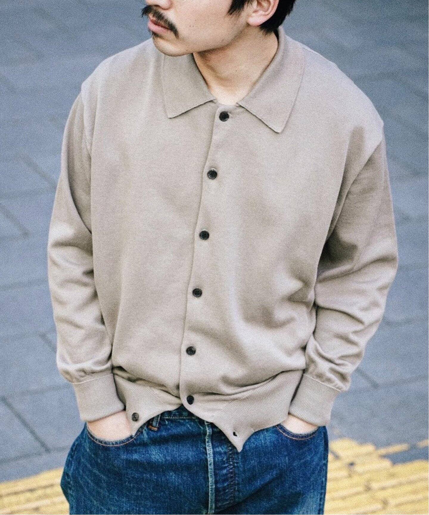 A.PRESSE/アプレッセ】Cotton Knit Polo Collar Cardiga（ニット  