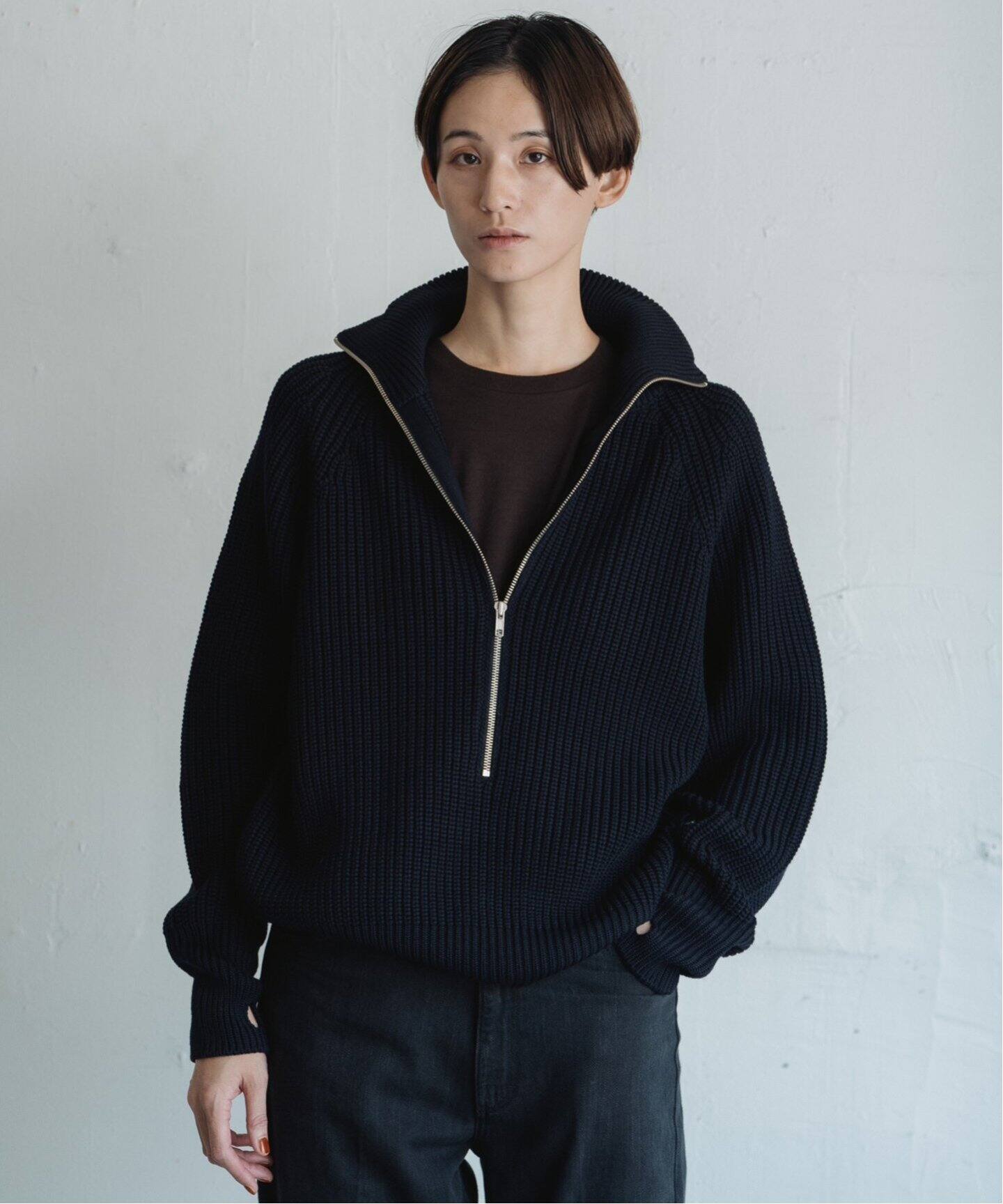 BATONER/バトナー】別注 Half Zip Ficsherman Knit（ニット／セーター 