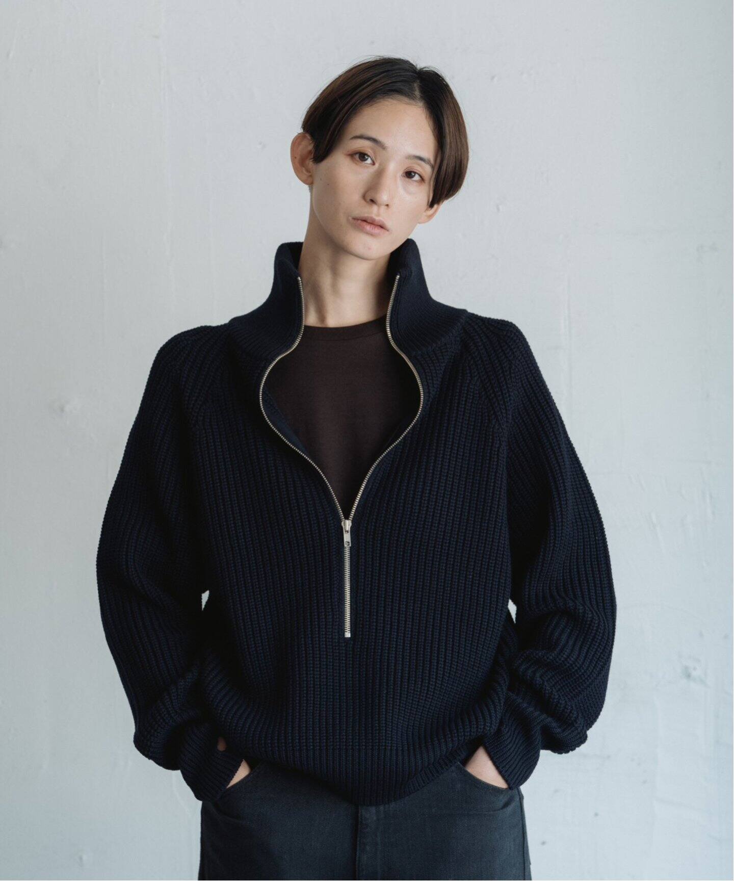 BATONER/バトナー】別注 Half Zip Ficsherman Knit（ニット／セーター 
