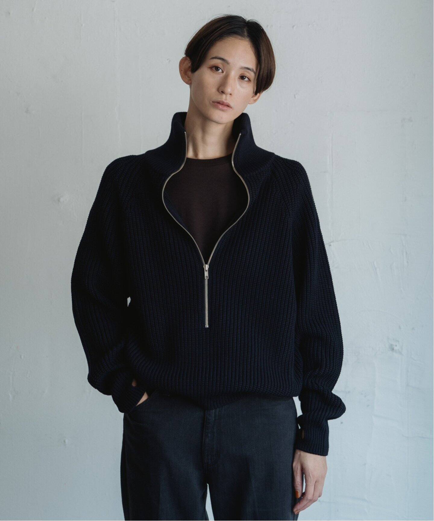 BATONER/バトナー】別注 Half Zip Ficsherman Knit（ニット／セーター 