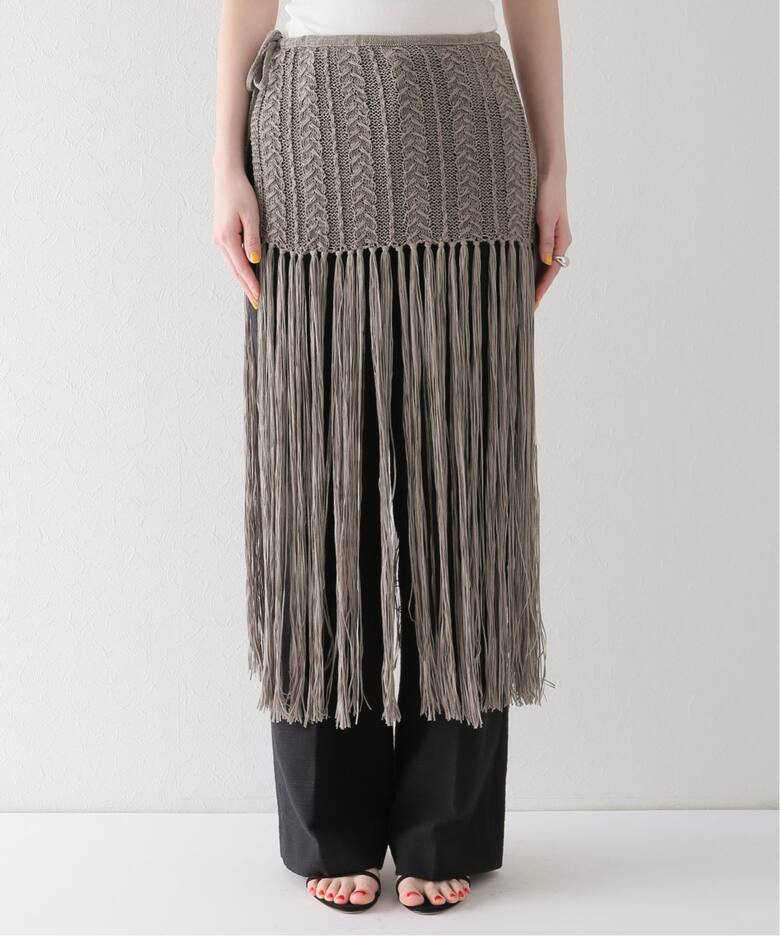 フリンジラップニットスカート / Fringe wrap knit skirt（ロング 