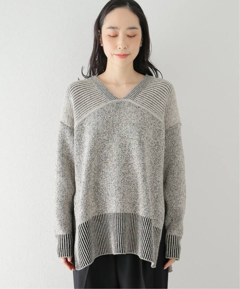 CLANE / クラネ】W FACE CUT NECK WIDE KNIT TOPS（ニット／セーター  