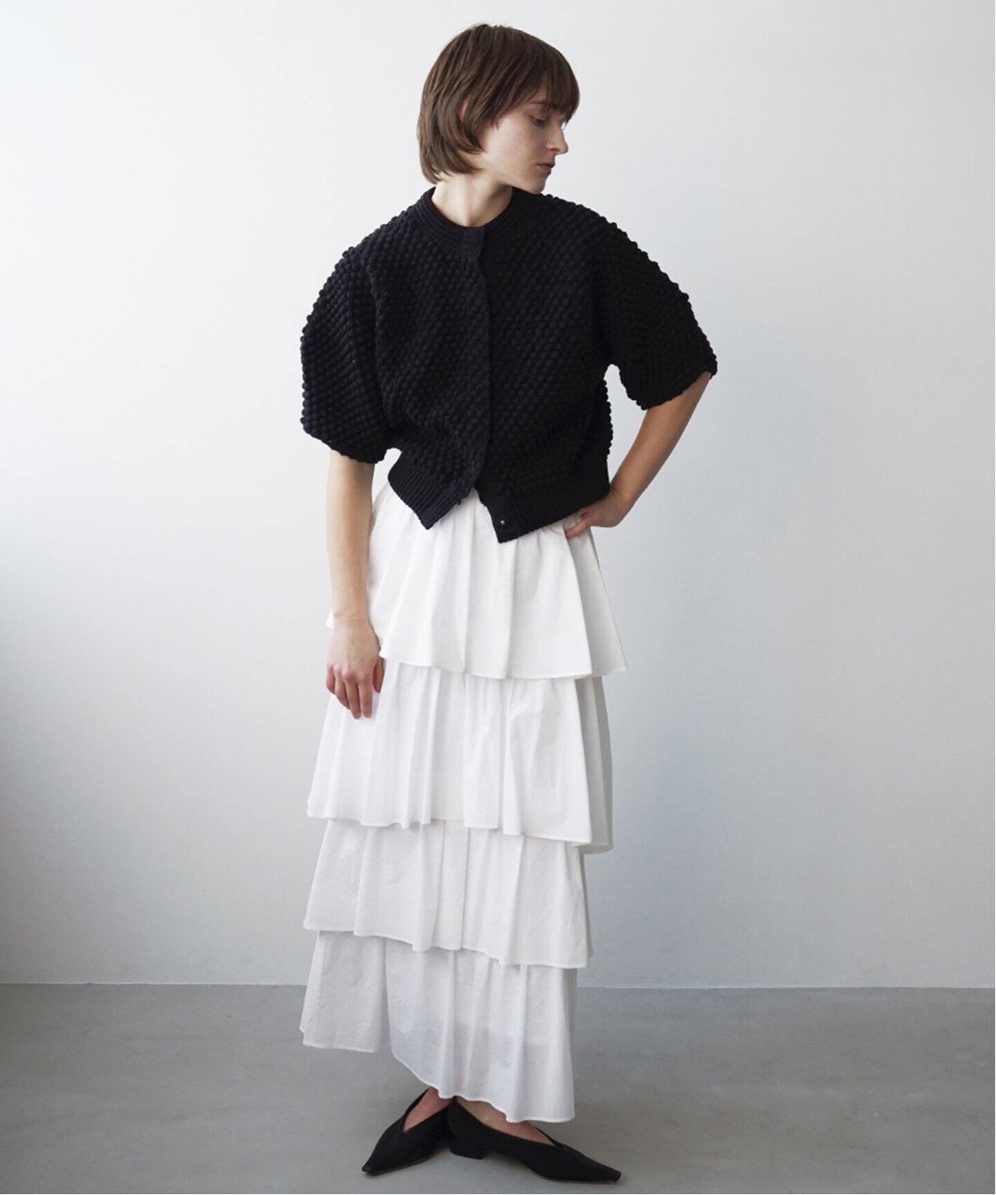 CLANE / クラネ】3D DOT HALF SLEEVE KNIT CARDIGAN（カーディガン 