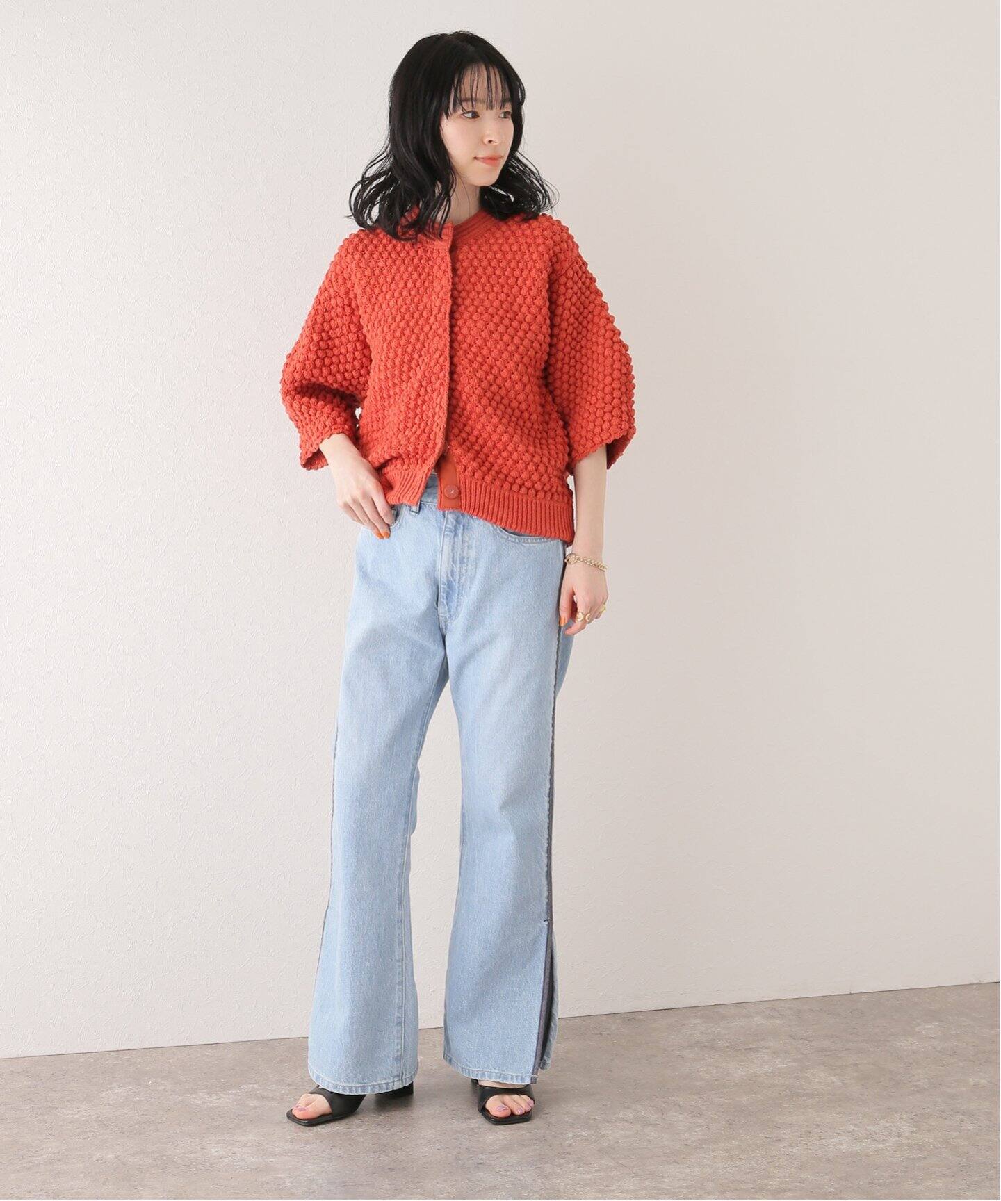CLANE / クラネ】3D DOT HALF SLEEVE KNIT CARDIGAN（カーディガン 