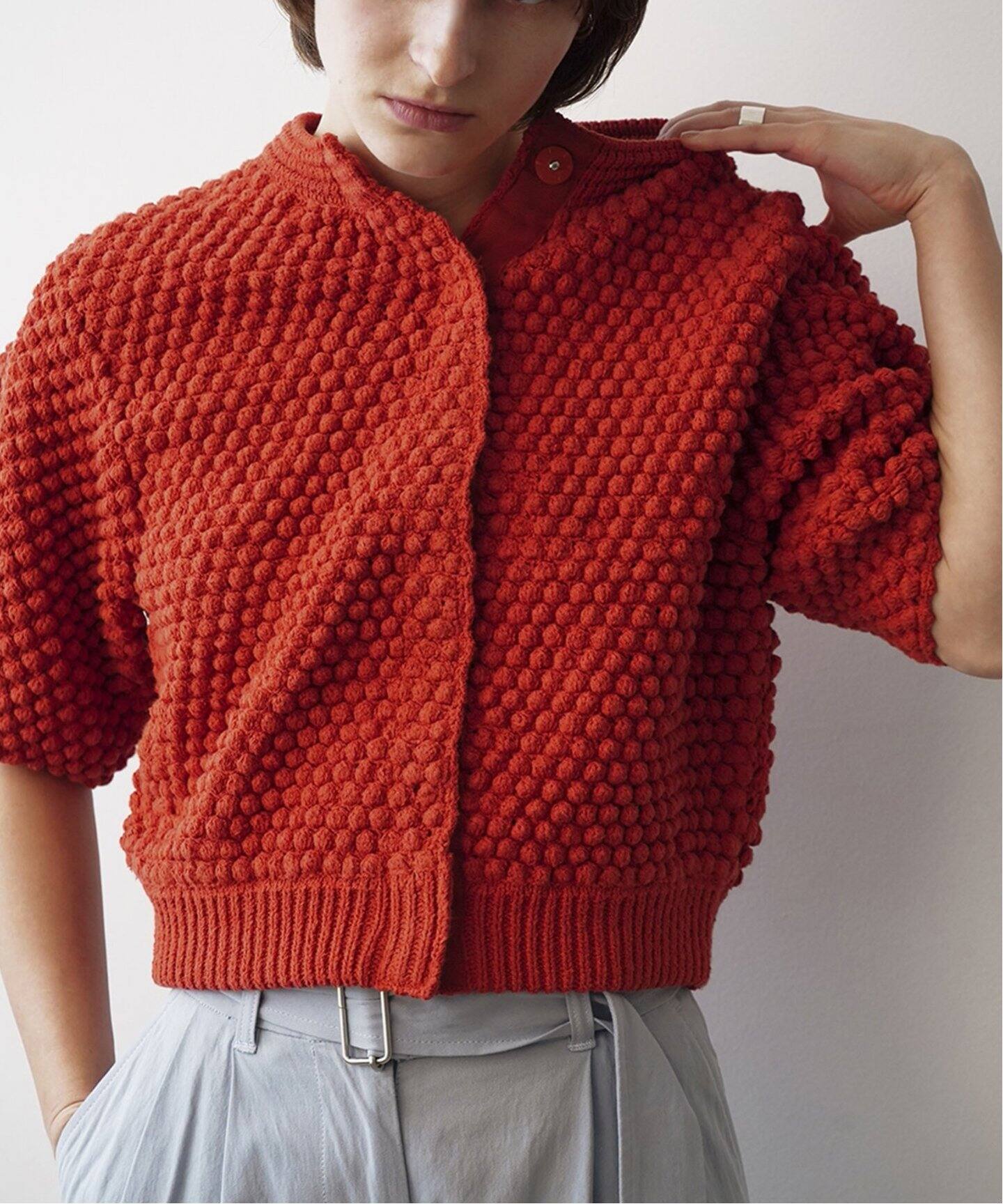 CLANE / クラネ】3D DOT HALF SLEEVE KNIT CARDIGAN（カーディガン 