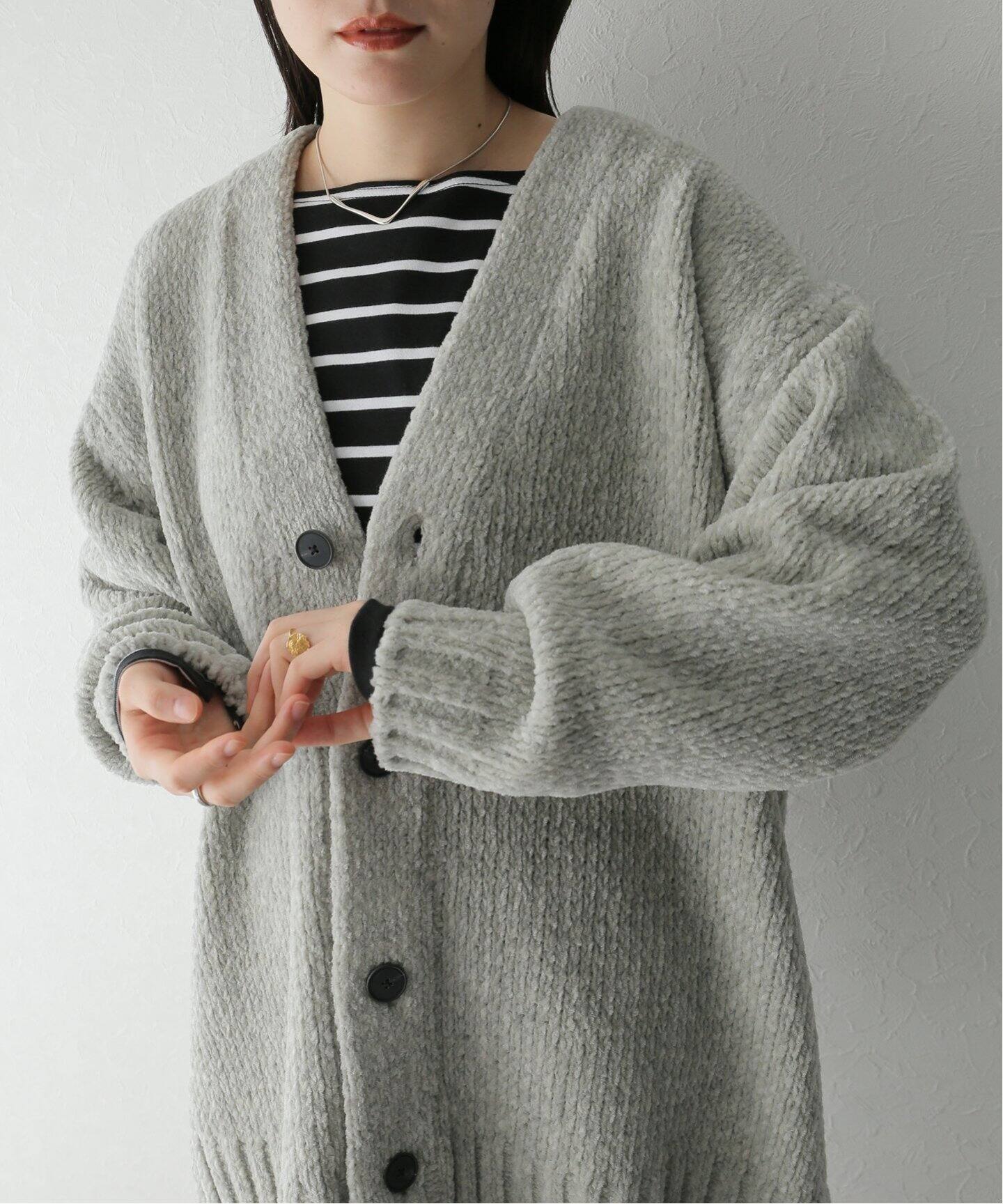 ATON / エイトン】WOOL MOLE OVERSIZED CARDIGAN（カーディガン  