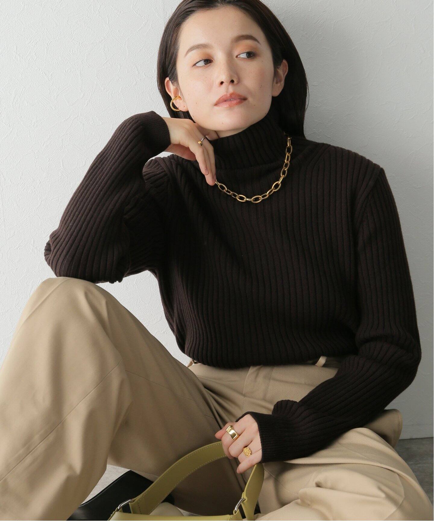 NATURAL DYED WOOL | タートルネックリブセーターATON 