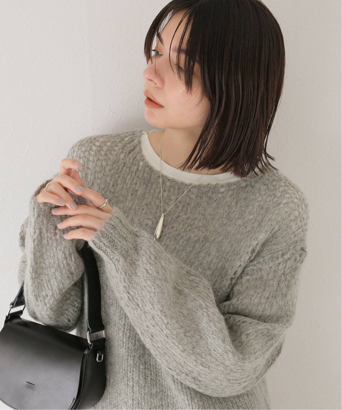 CLANE / クラネ】HALF SHEER LOOSE MOHAIR KNIT TOPS（ニット 