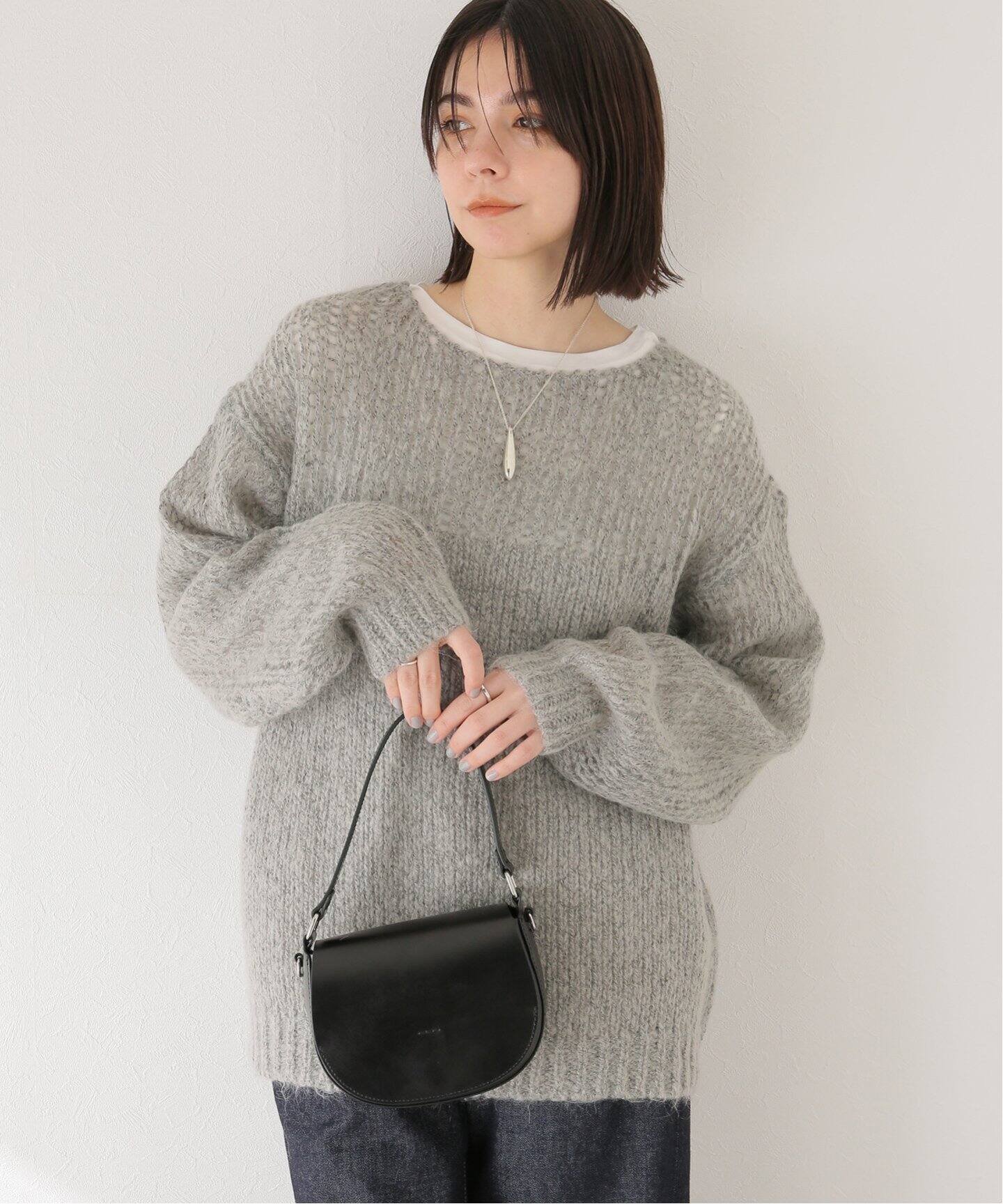 CLANE / クラネ】HALF SHEER LOOSE MOHAIR KNIT TOPS（ニット 