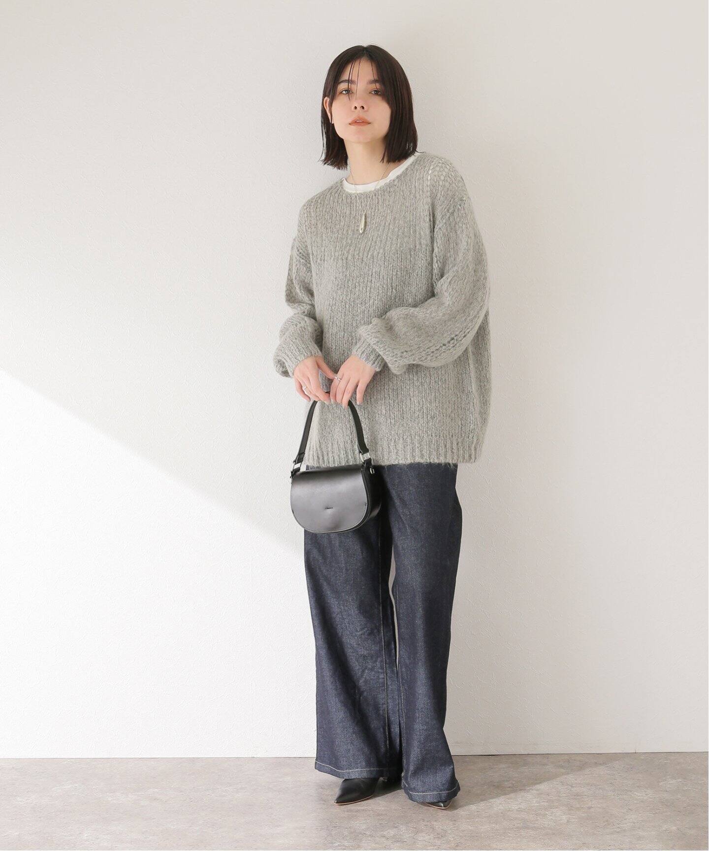 CLANE / クラネ】HALF SHEER LOOSE MOHAIR KNIT TOPS（ニット  