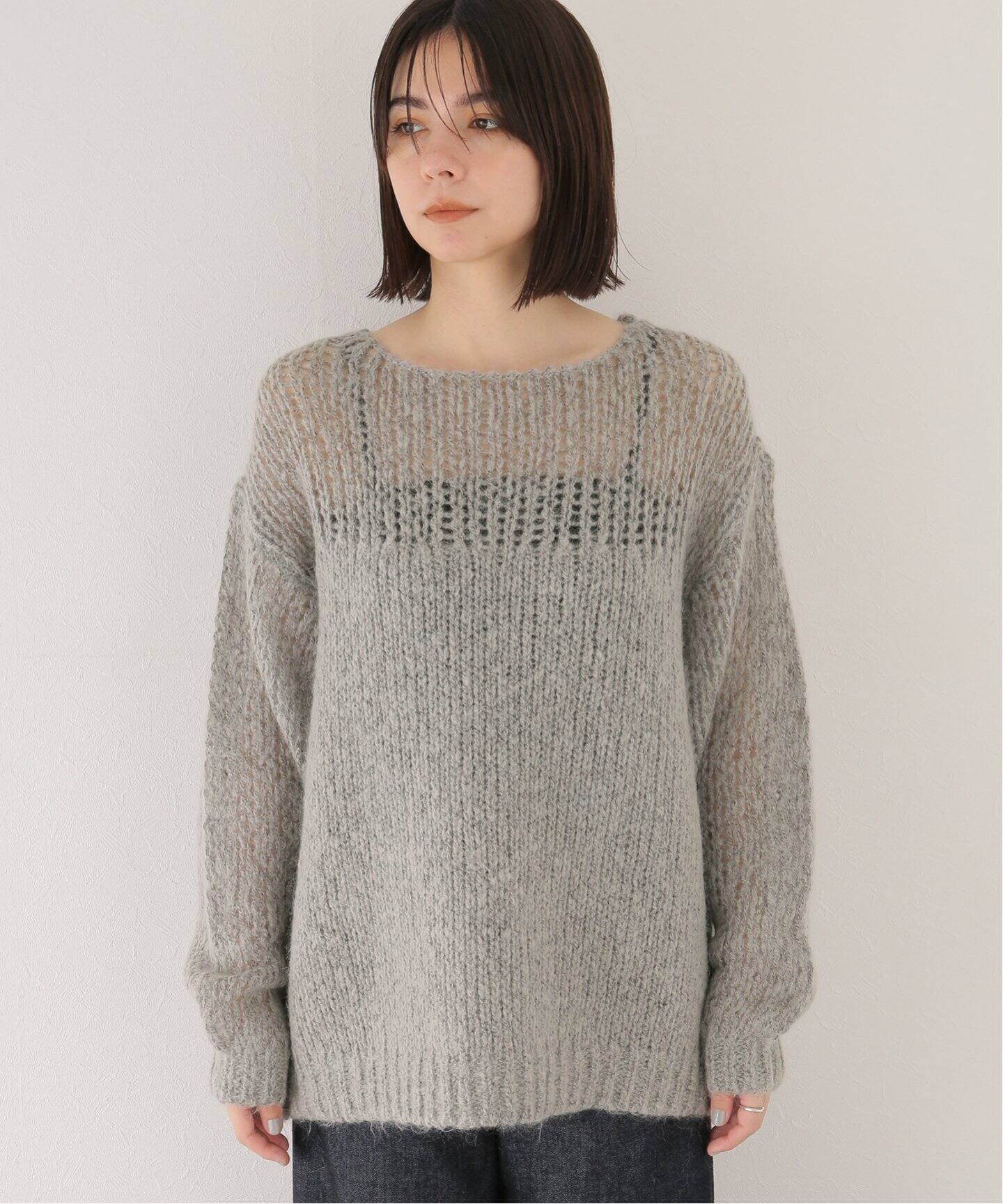 CLANE / クラネ】HALF SHEER LOOSE MOHAIR KNIT TOPS（ニット  