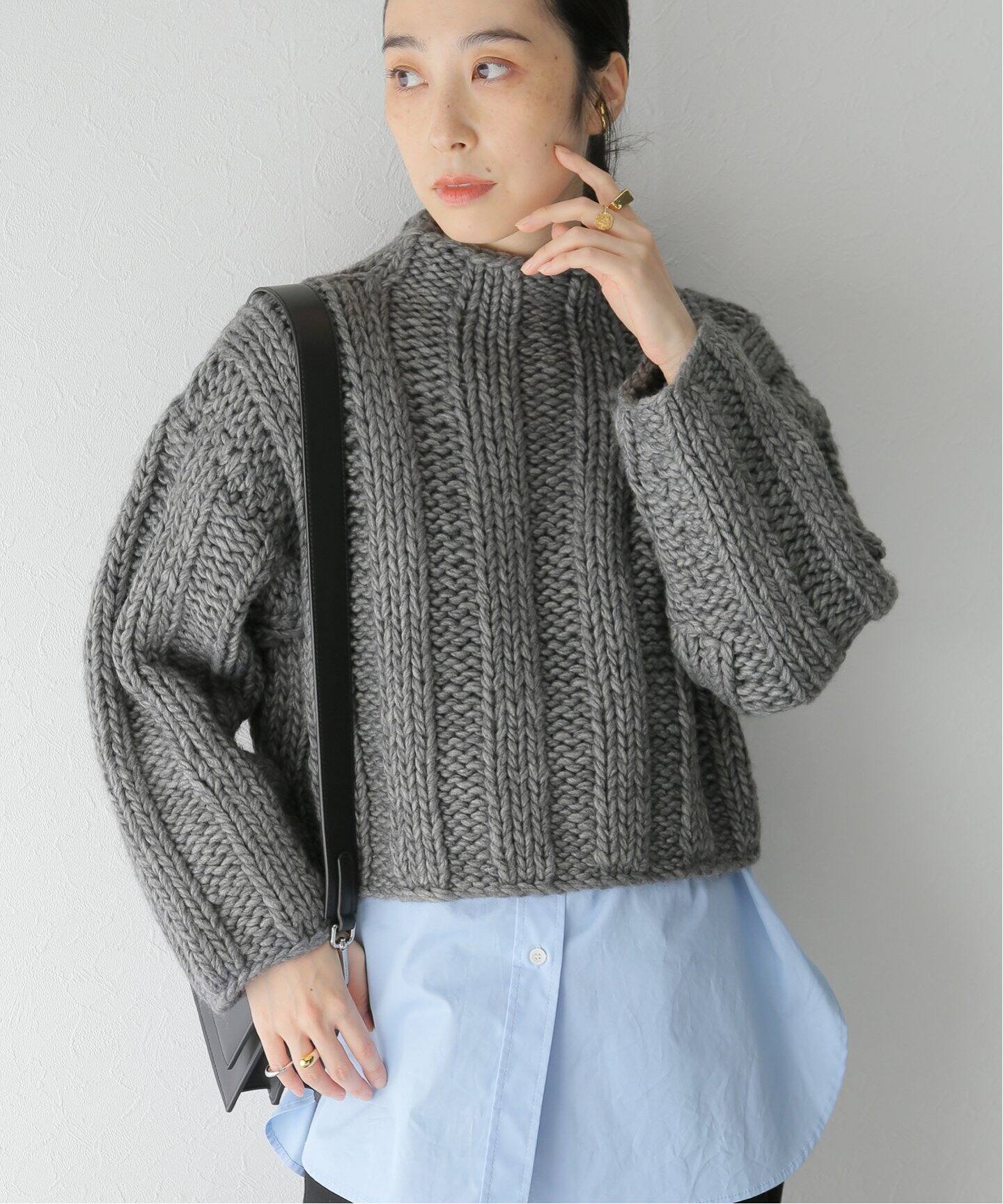 CLANE / クラネ】BULKY RIB HAND KNIT TOPS（ニット／セーター  