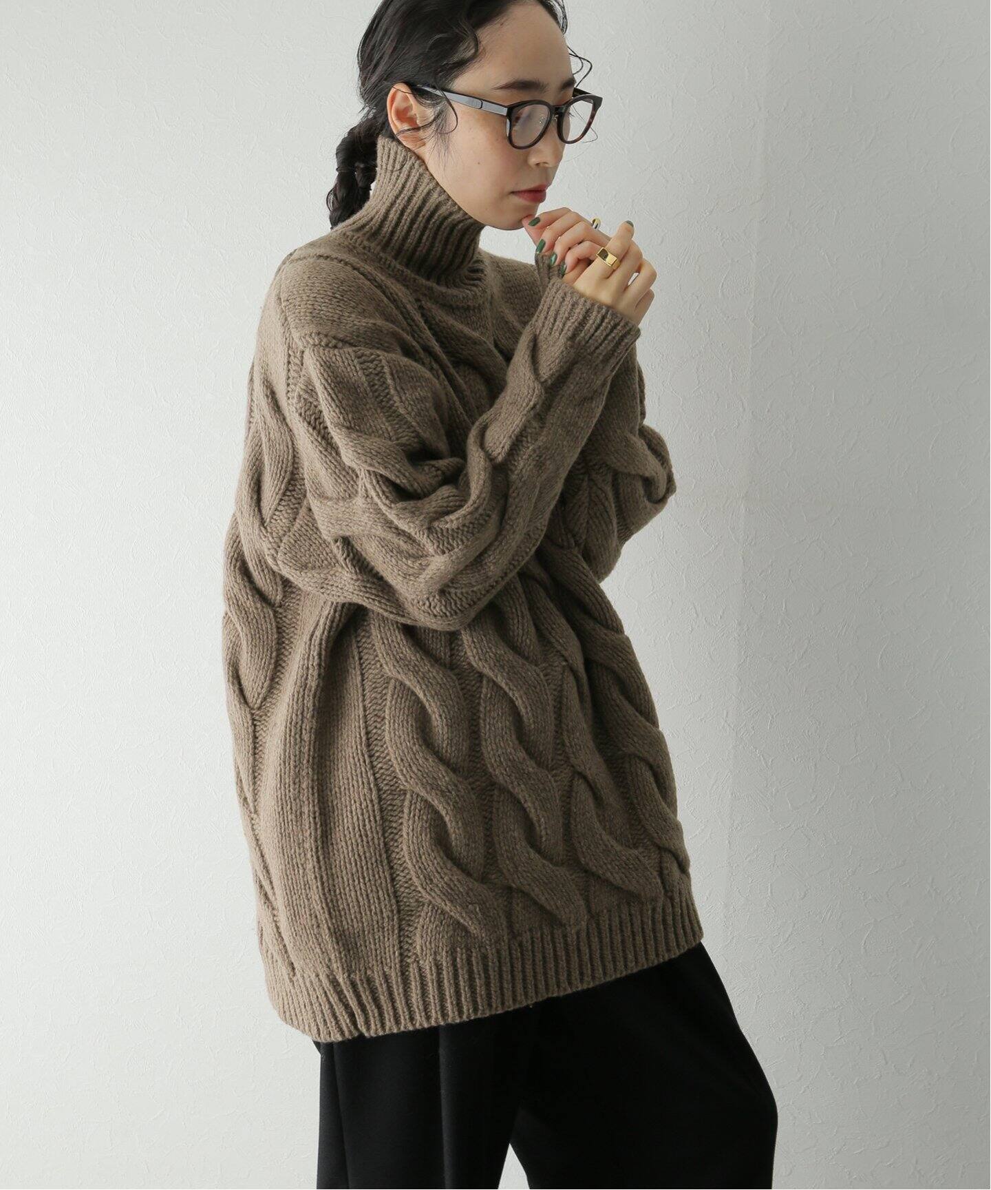 CLANE / クラネ】BIG CABLE OVER HAND KNIT TURTLE（ニット／セーター 