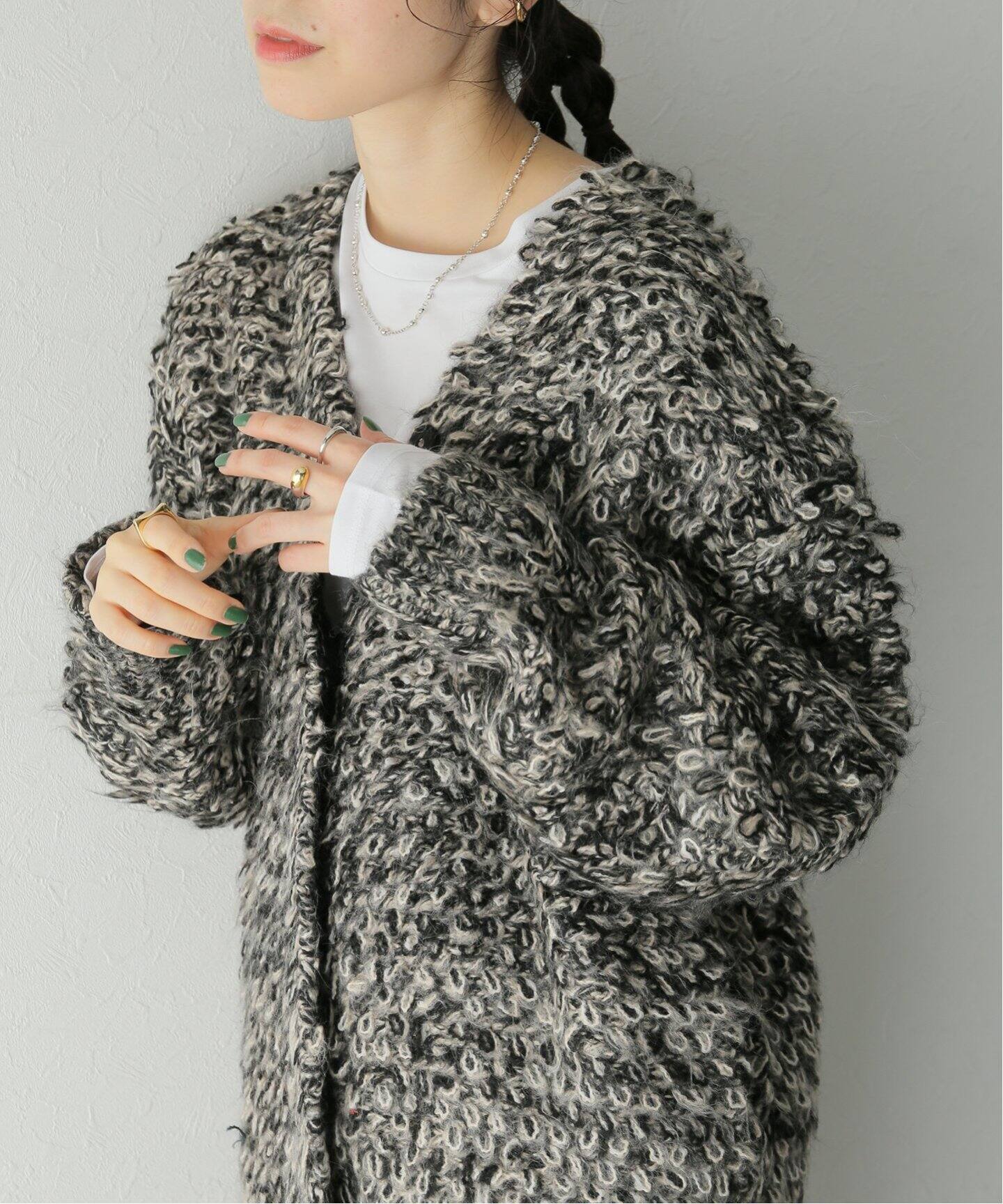 CLANE / クラネ】MIX LOOP MOHAIR KNIT CARDIGAN（カーディガン  