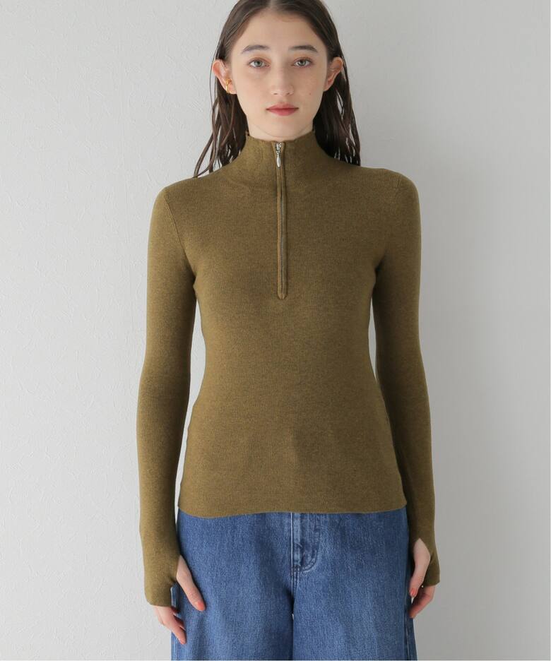 値下げ】TODAYFUL Halfzip Rib Knit カーキ