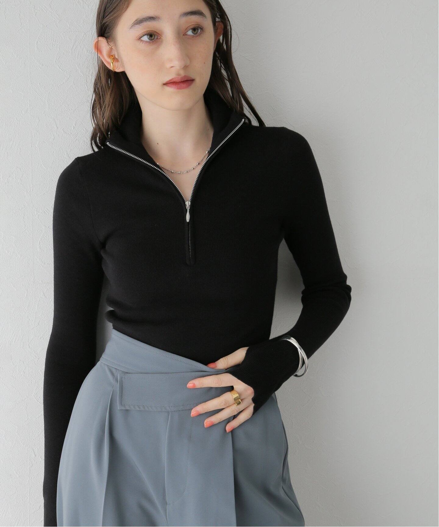 TODAYFUL / トゥデイフル】Halfzip Rib Knit（ニット／セーター 