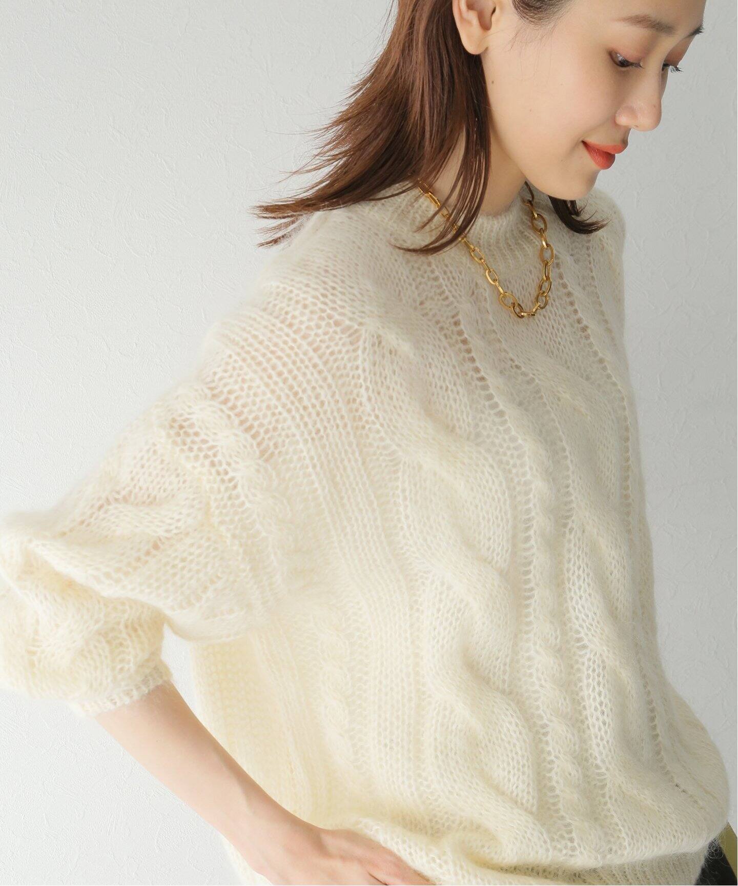 TICCA / ティッカ】モヘヤケーブルプルオーバー（ニット／セーター  