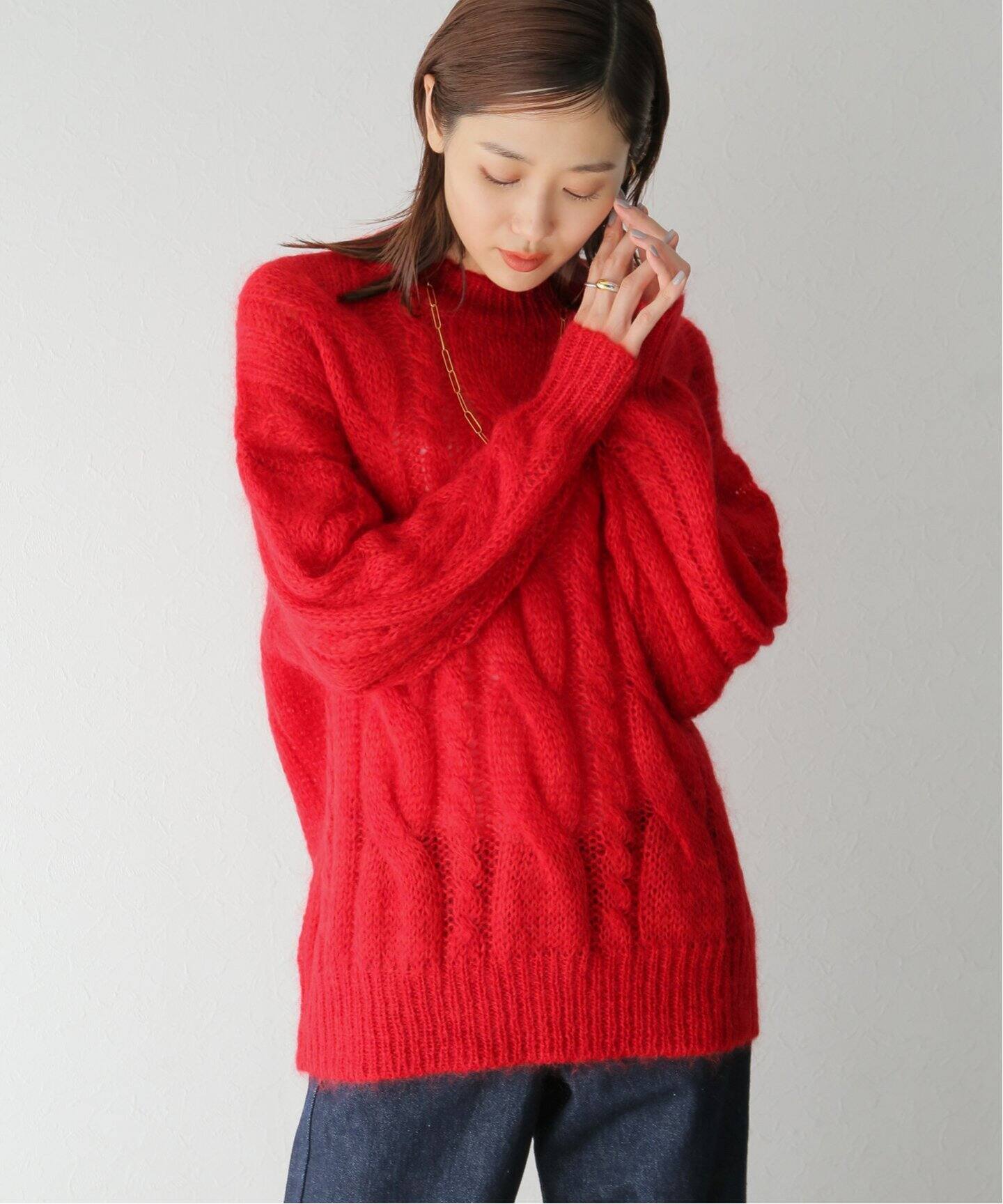 TICCA / ティッカ】モヘヤケーブルプルオーバー（ニット／セーター  