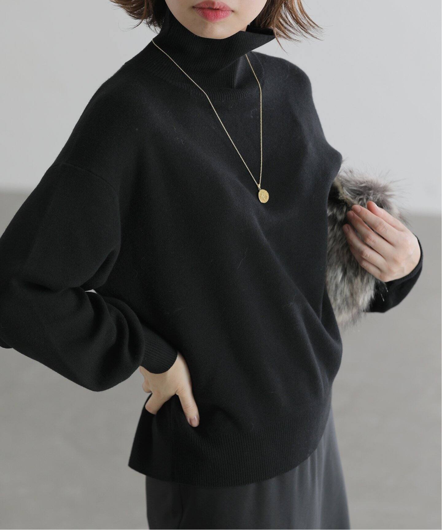 16Gスムースバックパールハイネックプルオーバー（ニット／セーター  