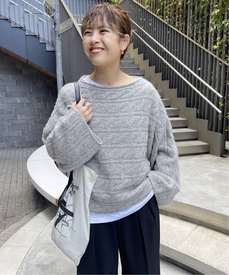 ケーブルボートネック ルーズニット（ニット／セーター）｜Spick and  