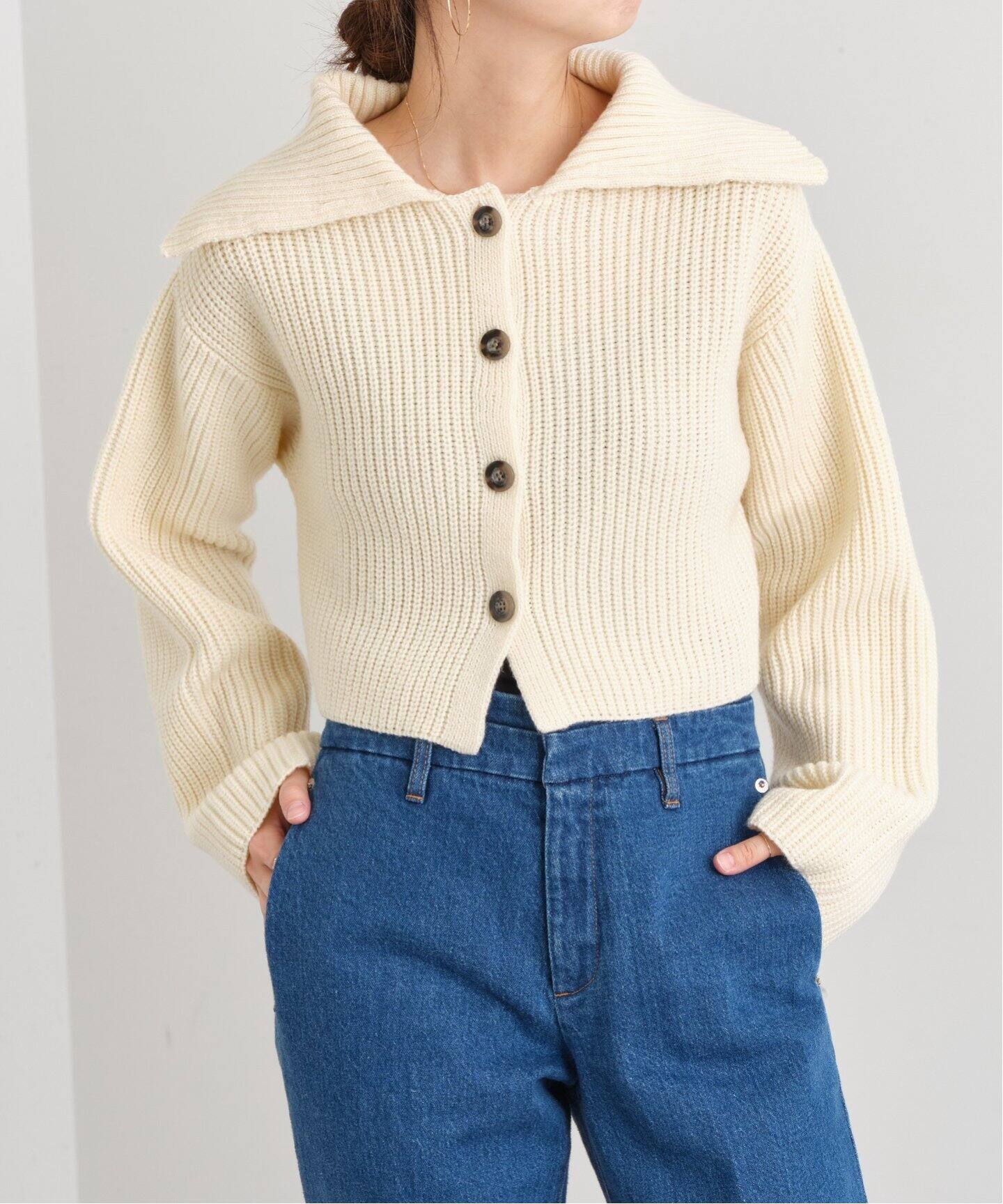 ビッグカラーニットカーディガン（カーディガン）｜U by SPICK&SPAN  