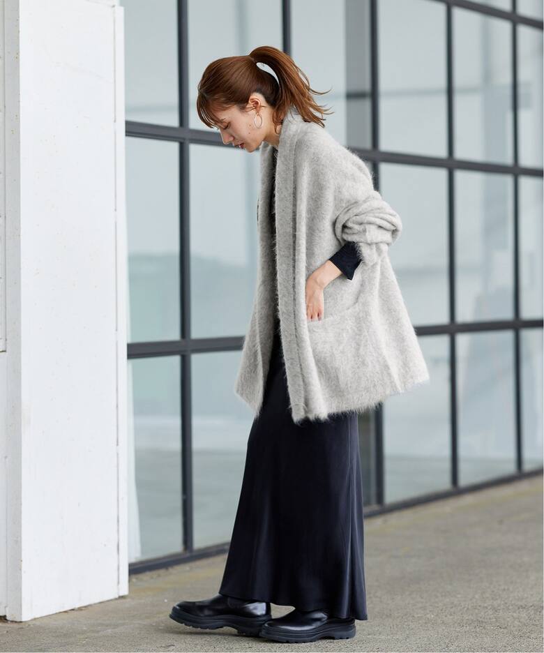 カーディガン レディース 秋冬 アルパカ ファーニット ガウン ショール  