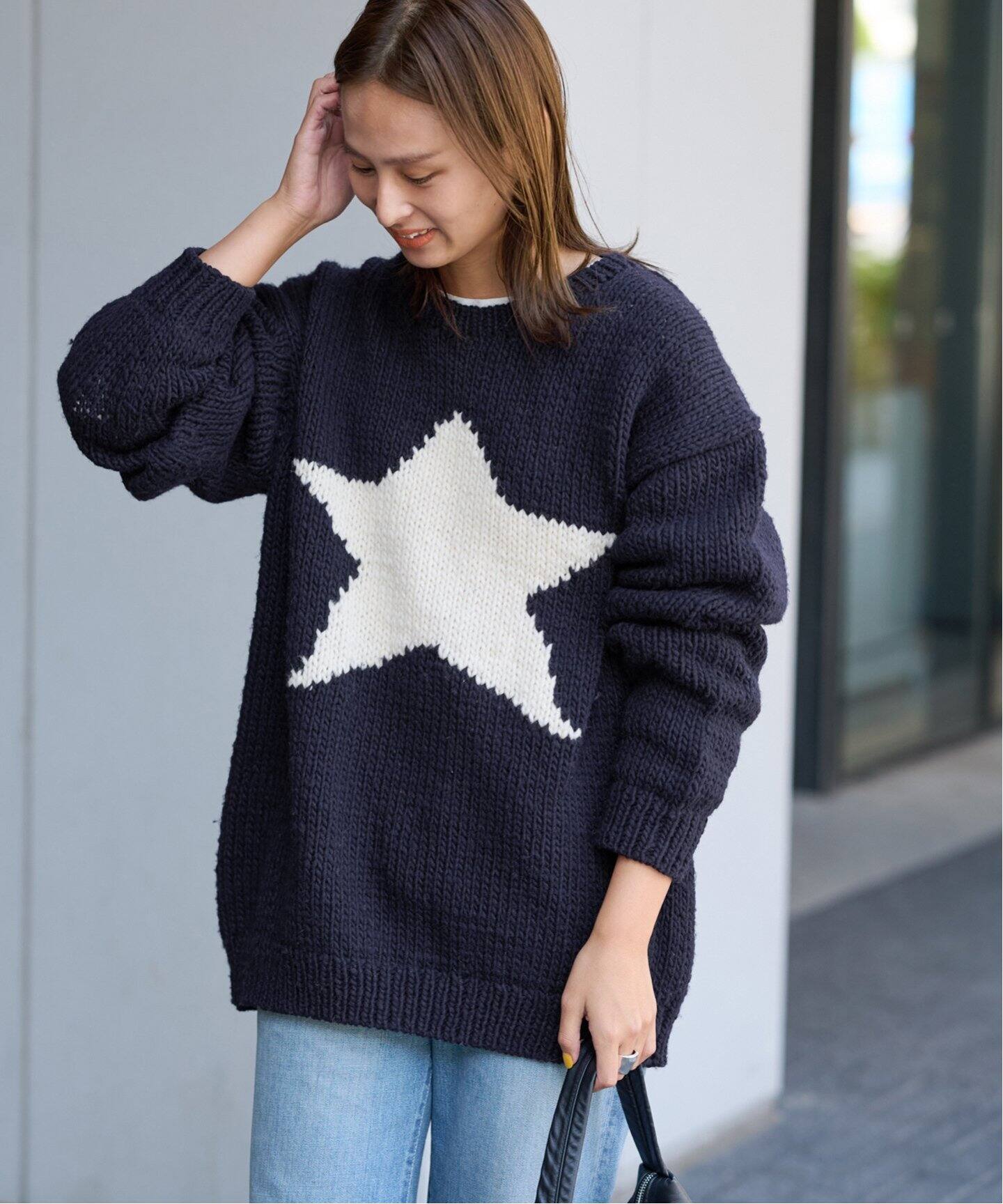 THE BOOK STORE/ブックストア】star hand knit crew（ニット／セーター 