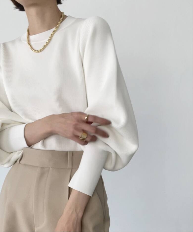 追加》バルーンスリーブロングカフスニット（ニット／セーター  