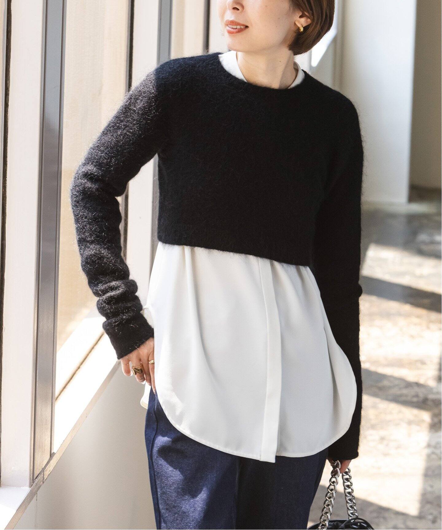 川上さやかさん×NOBLEコラボ モヘヤストレッチニット（ニット 