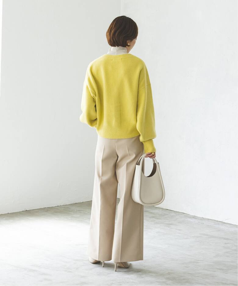 カシミヤ混Vネックパフスリーブカーディガン（カーディガン  