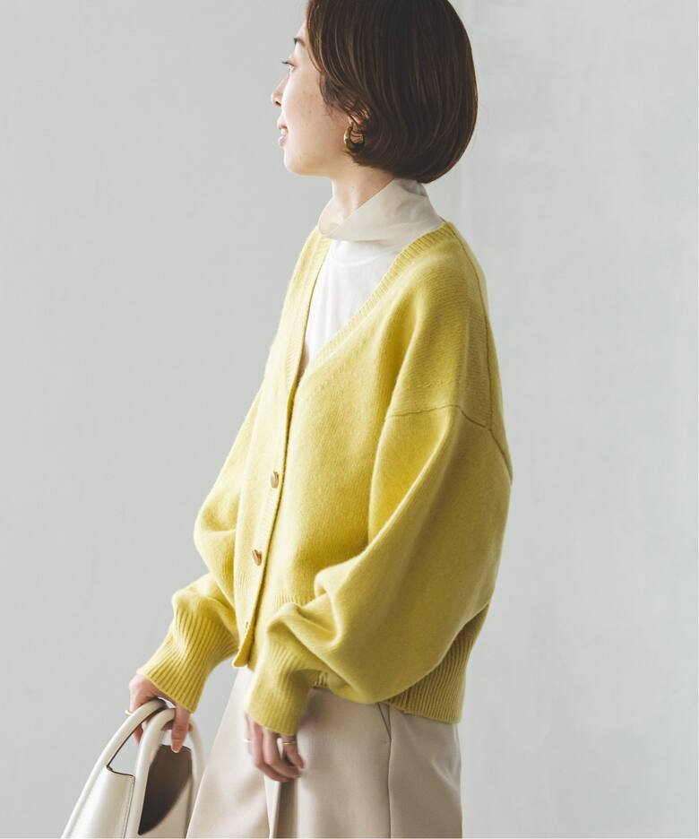 カシミヤ混Vネックパフスリーブカーディガン（カーディガン）｜NOBLE  