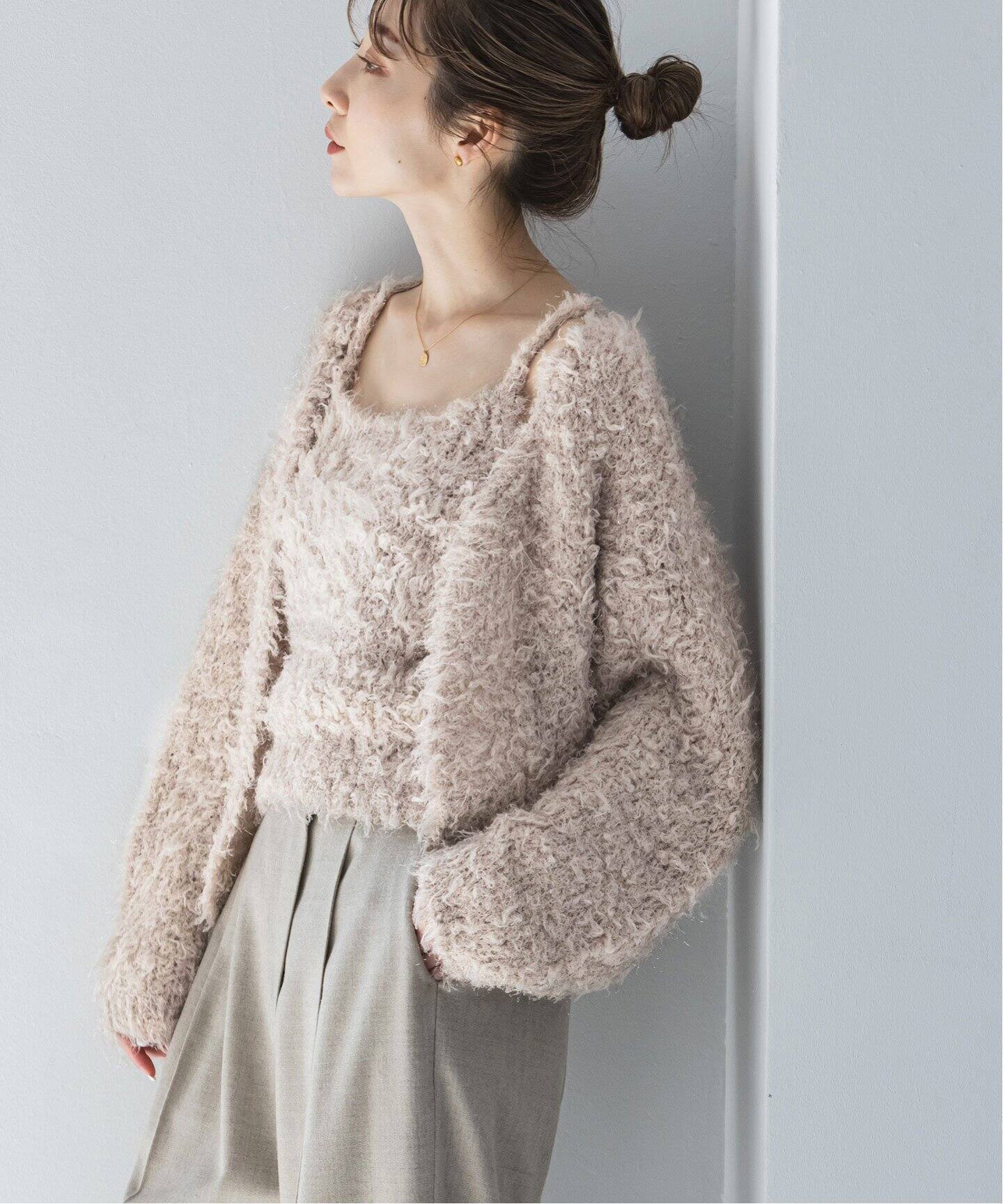 ファーラメショートカーディガン（カーディガン）｜NOBLE（ノーブル  